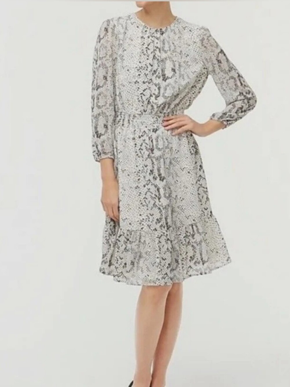 J. Crew Animal-print smocked-waist dress Sz Medium